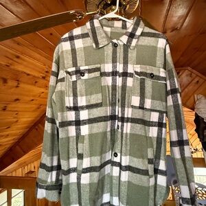 Green Plaid Button-Up Shirt